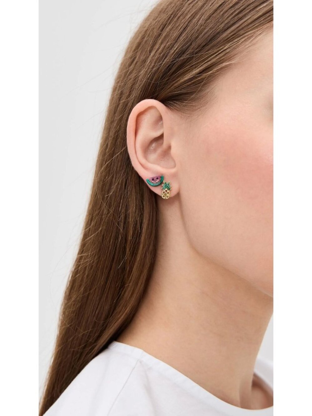 BaubleBar $44 Women's Pineapple And Watermelon Earrings Set NWT!